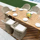 Trädgårdsfåtölj gjord av trä och fiber i grå Kubu - Lido Viadurini