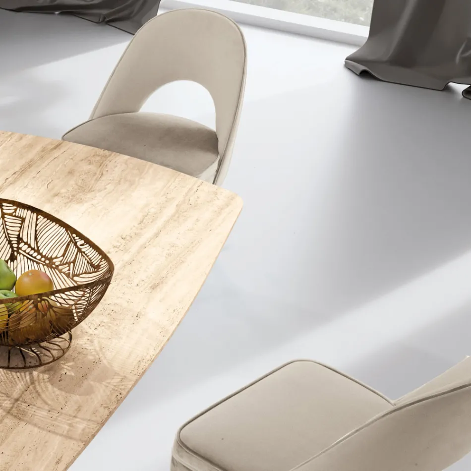 Vardagsfåtölj i olika tyger med träskal - Edgar Viadurini