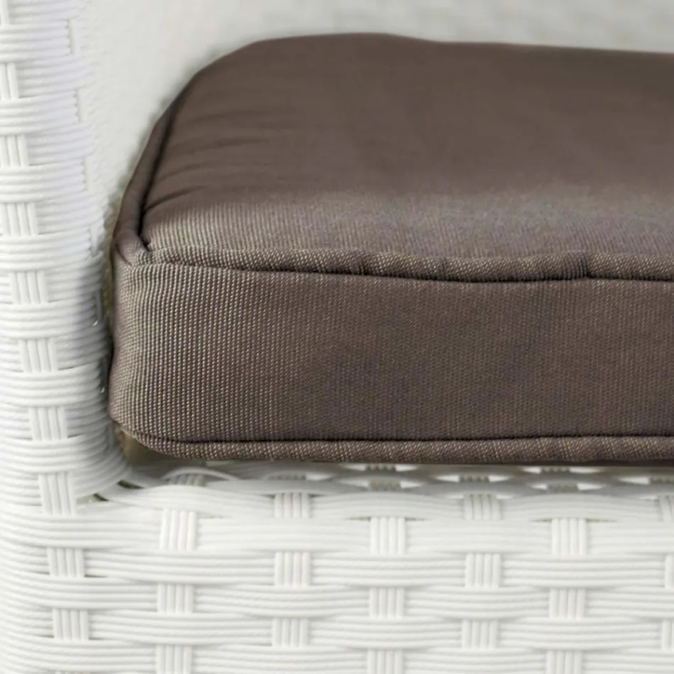 Stapelbar stol i aluminium klädd i vit flätad - Bruma Viadurini