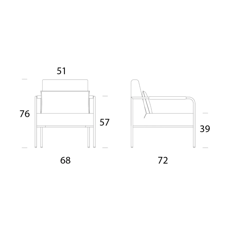 Metallfåtölj och ekologisk lädersits Tillverkad i Italien - Mint Viadurini