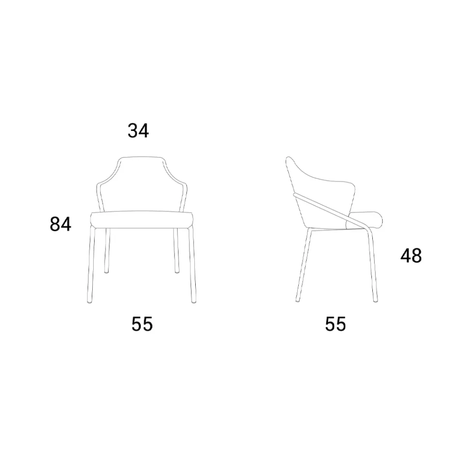 Metallfåtölj och sits i återvunnet tyg Made in Italy - Sage Viadurini
