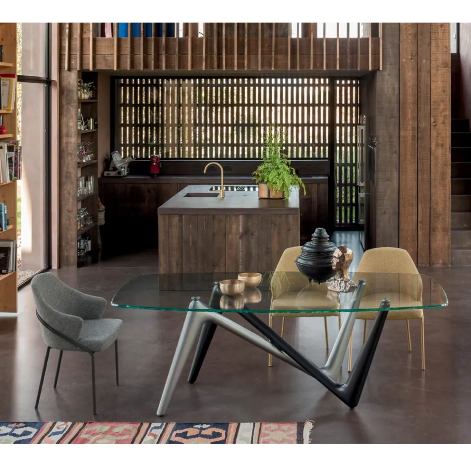 Metallfåtölj och sits i återvunnet tyg Made in Italy - Sage Viadurini