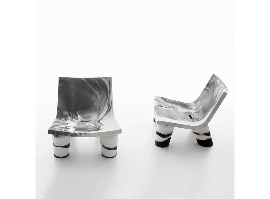 Lounge stol svart och vitt Slide Low Lita Anniversary made Italy Viadurini