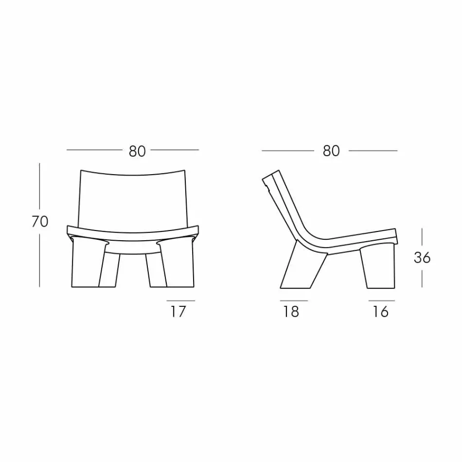 Lounge stol svart och vitt Slide Low Lita Anniversary made Italy Viadurini