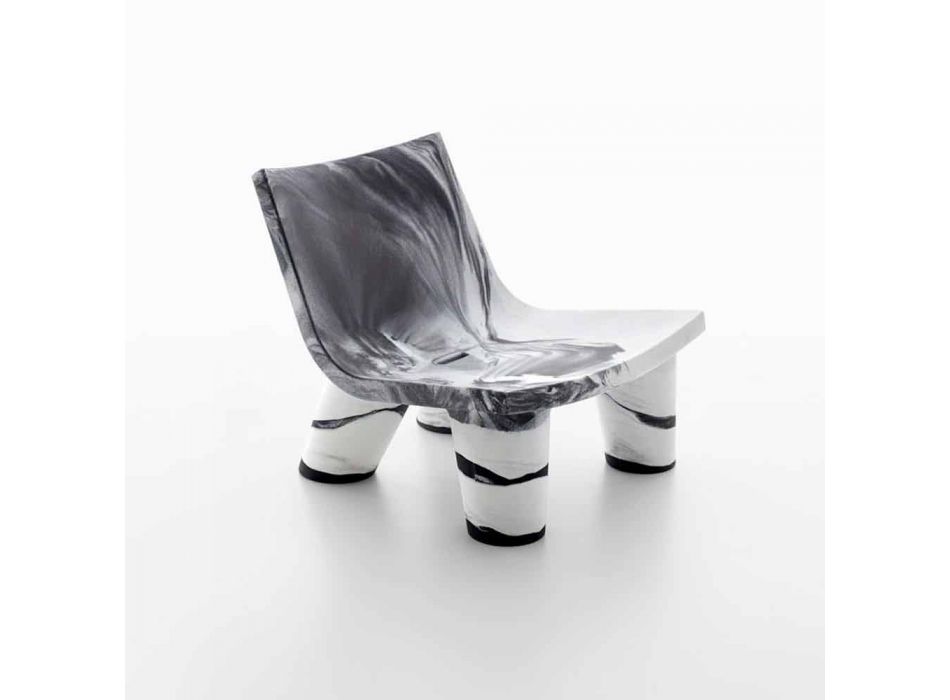 Lounge stol svart och vitt Slide Low Lita Anniversary made Italy Viadurini