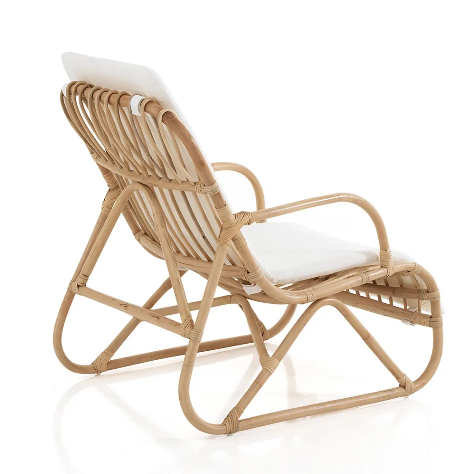 Fåtölj för inomhus och utomhusmiljö i rotting och bomullskudde - Jouer Viadurini