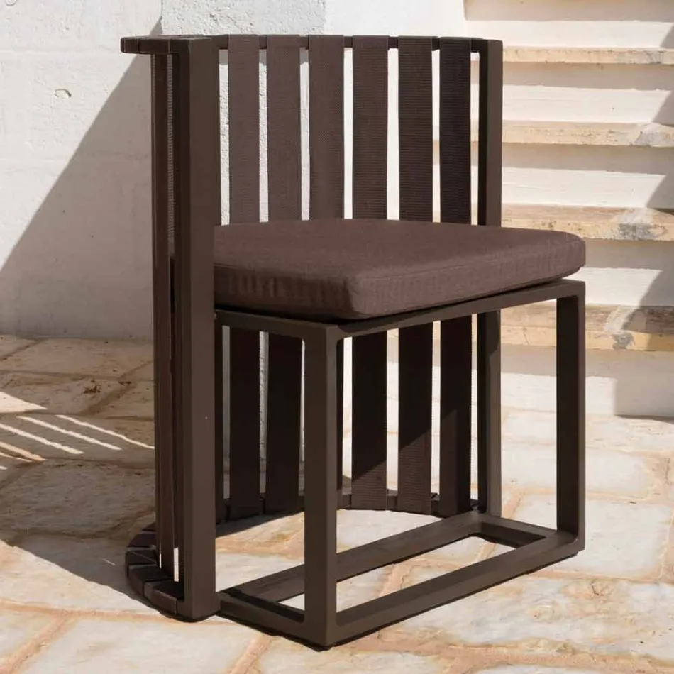 Fåtölj utomhus i aluminium och lyxiga rep - Julie Viadurini