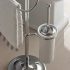 Golvhanddukshållare med vintage mässing och keramisk tvålkopp - Rouen Viadurini