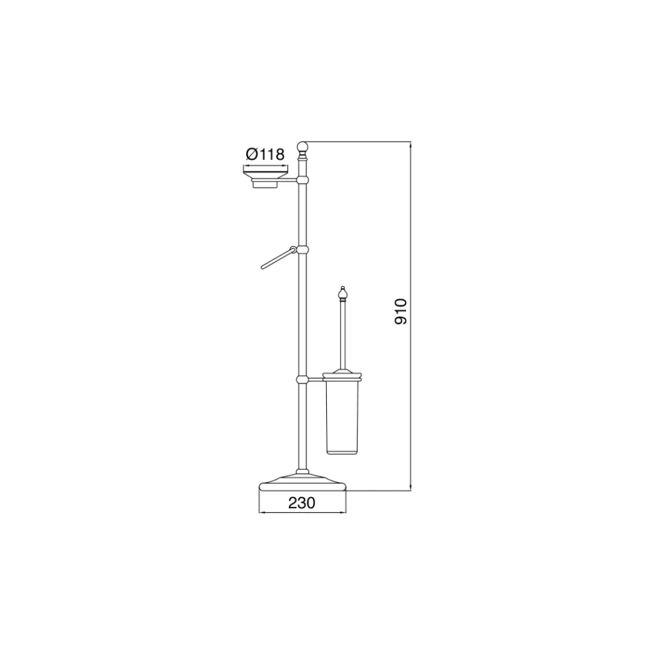 Golvhanddukshållare med vintage mässing och keramisk tvålkopp - Rouen Viadurini
