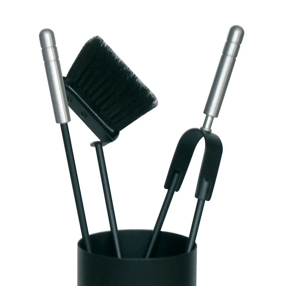 Verktygshållare med 3 Made in Italy Eldstadsvårdsverktyg - Cuscus Viadurini