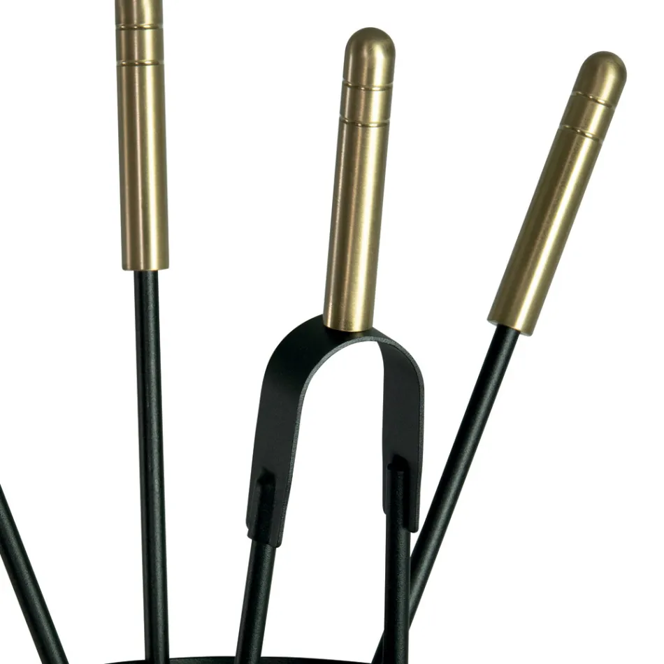 Verktygshållare med 4 skötselverktyg för öppen spis Tillverkad i Italien - Fakir Viadurini