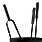 Verktygshållare för eldstad i metall med 4 tillbehör Tillverkad i Italien - Canarino Viadurini