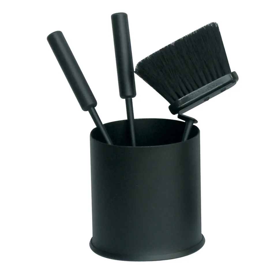 Rund verktygshållare med 3 eldstadsverktyg Made in Italy - Ginger Viadurini