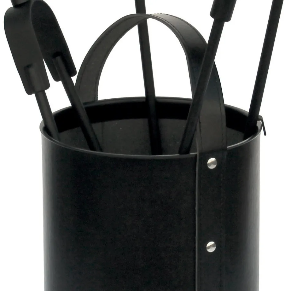 Rund verktygshållare i konstläder med handtag och 4 tillbehör Tillverkad i Italien - Pigeon Viadurini