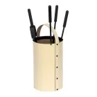 Rund verktygshållare i konstläder med handtag och 4 tillbehör Tillverkad i Italien - Pigeon Viadurini