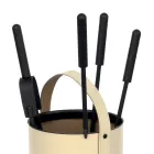 Rund verktygshållare i konstläder med handtag och 4 tillbehör Tillverkad i Italien - Pigeon Viadurini