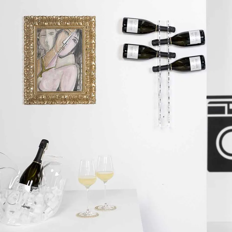 Porta flaskor transparent vägg barn lilla L6xH60xP11cm Viadurini