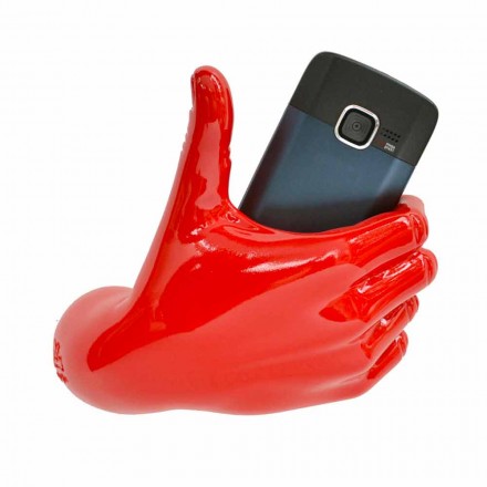 Modern mobiltelefonhållare i handdekorerat harts tillverkat i Italien - Curia Viadurini