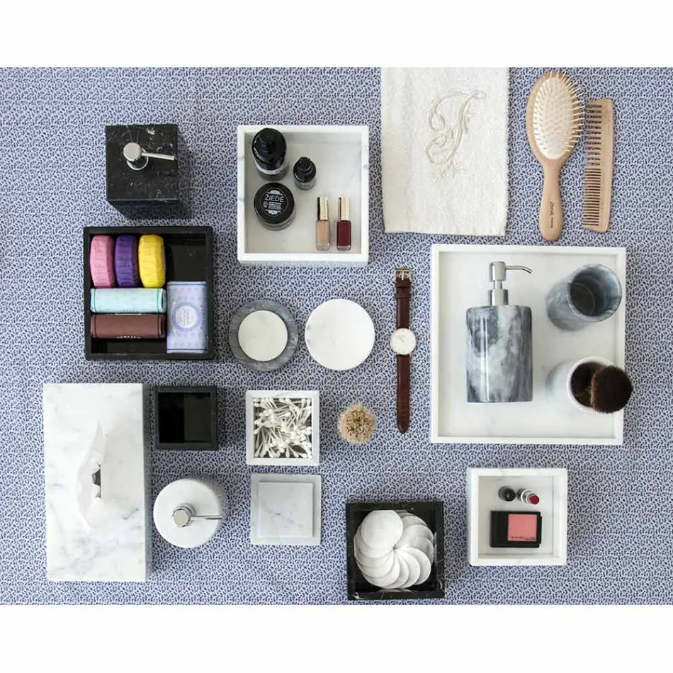 Modern näsdukhållare i vit Carrara Marble Tillverkad i Italien - Rafa Viadurini