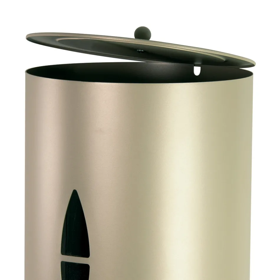 Pelletshållare med lock, kvast och spade Tillverkad i Italien - Cacatua Viadurini