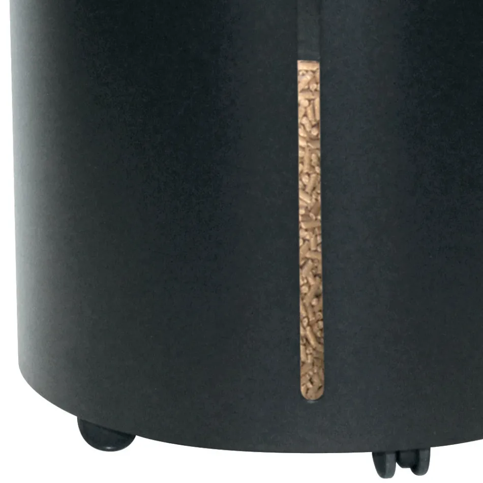 Pelletshållare med hjul och lock Av metall Tillverkad i Italien - Stork Viadurini