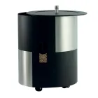 Pelletshållare med hjul och lock Av metall Tillverkad i Italien - Stork Viadurini