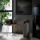 Pelletshållare med intern sessir i svart läder av Sapir design Viadurini