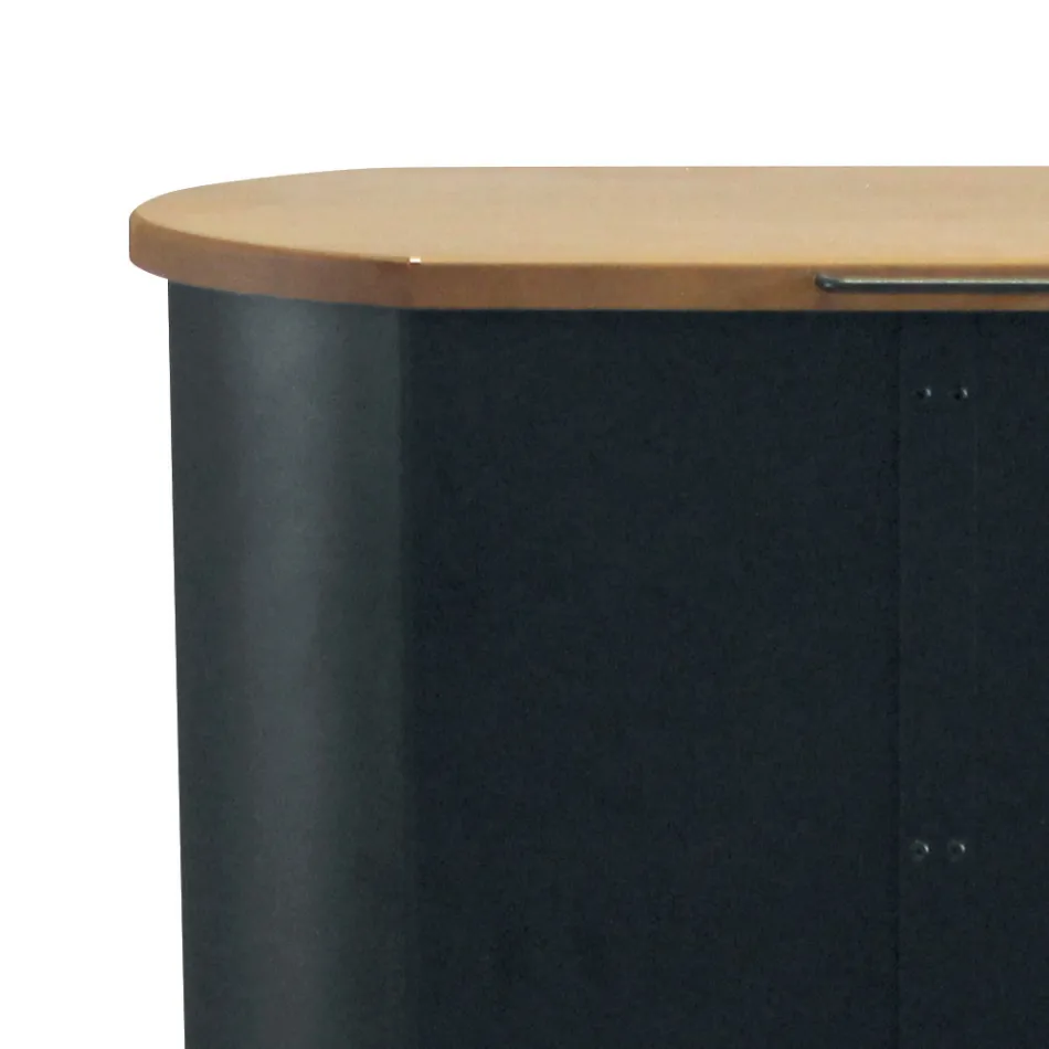 Metallpelletshållare med hjul och trälock Tillverkad i Italien - Bisonte Viadurini