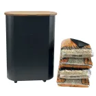 Metallpelletshållare med hjul och trälock Tillverkad i Italien - Bisonte Viadurini