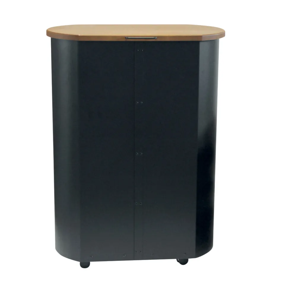 Metallpelletshållare med hjul och trälock Tillverkad i Italien - Bisonte Viadurini