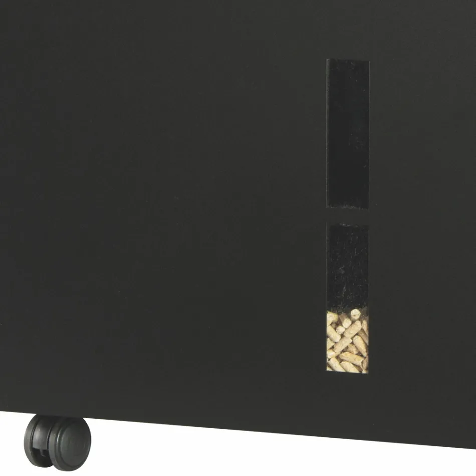 Metallpelletshållare med hjul och lock Tillverkad i Italien - Gazza Viadurini