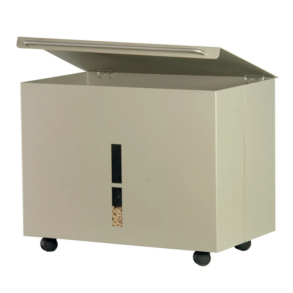 Metallpelletshållare med hjul och lock Tillverkad i Italien - Gazza Viadurini