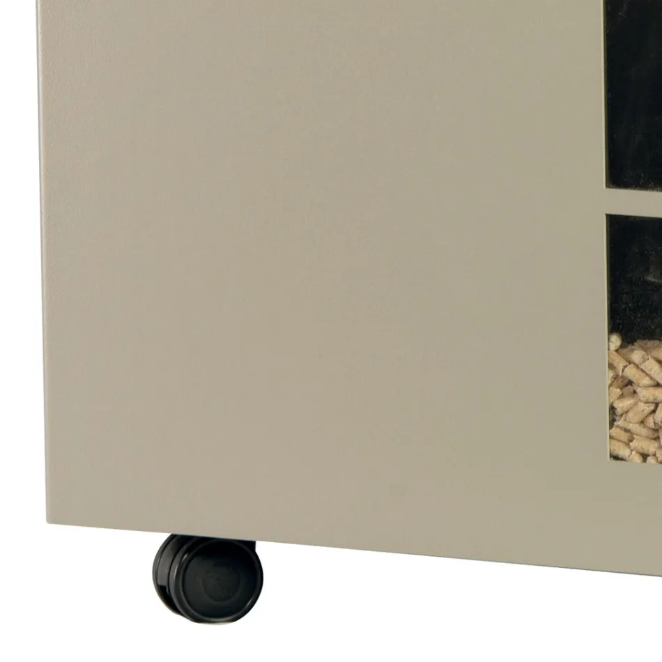 Metallpelletshållare med hjul och lock Tillverkad i Italien - Gazza Viadurini