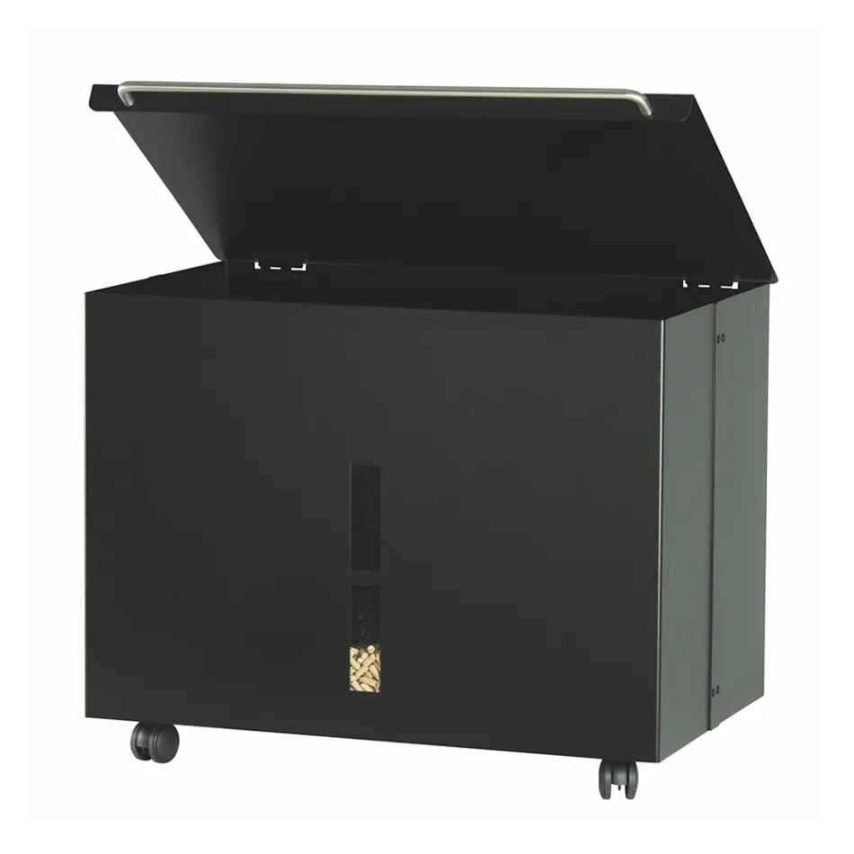 Metallpelletshållare med hjul och lock Tillverkad i Italien - Gazza Viadurini