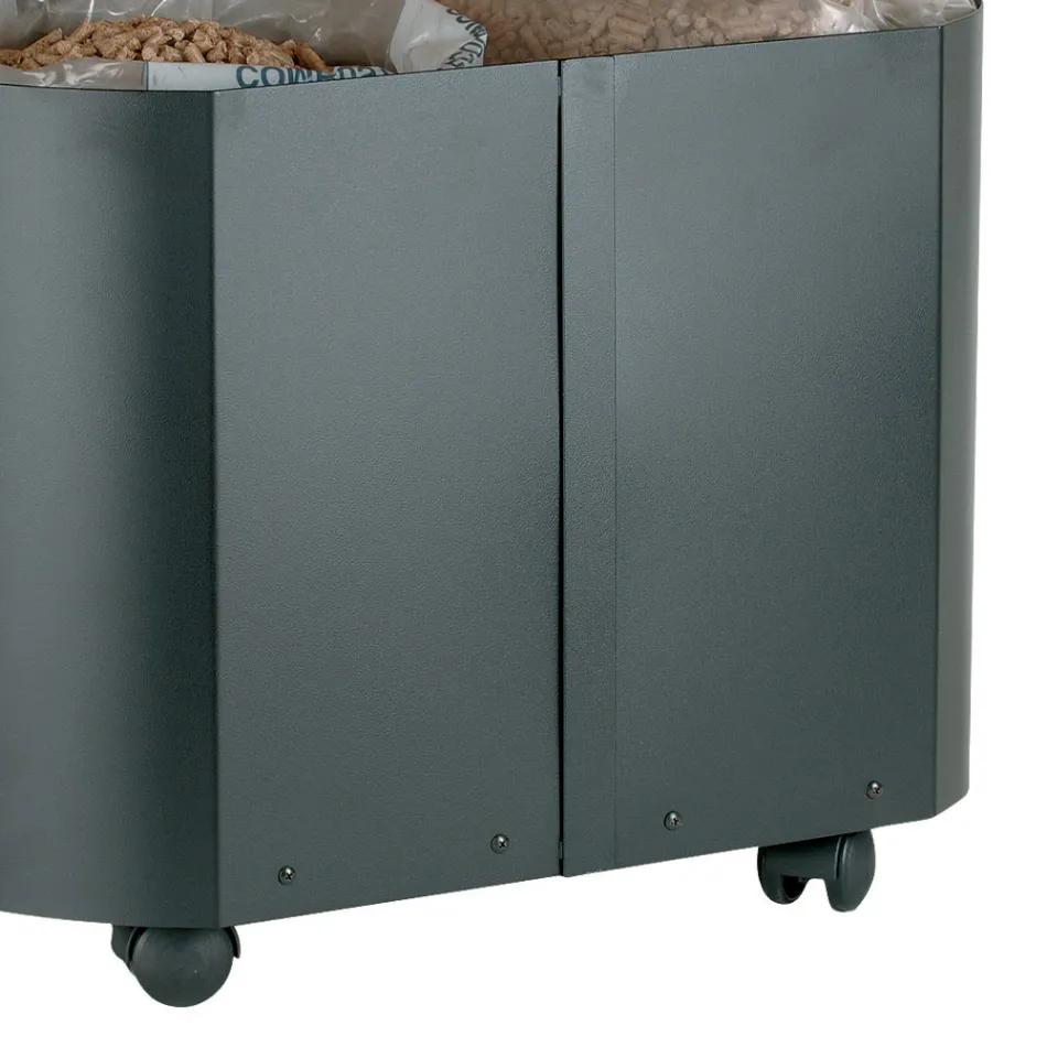 Oval pelletshållare i svart metall och trälock Tillverkad i Italien - Bisonte Viadurini