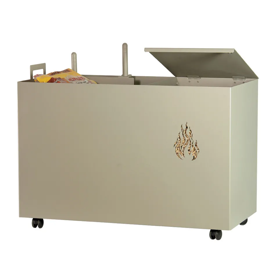 Rektangulär metallpelletshållare med 4 hjul Tillverkad i Italien - Aquila Viadurini