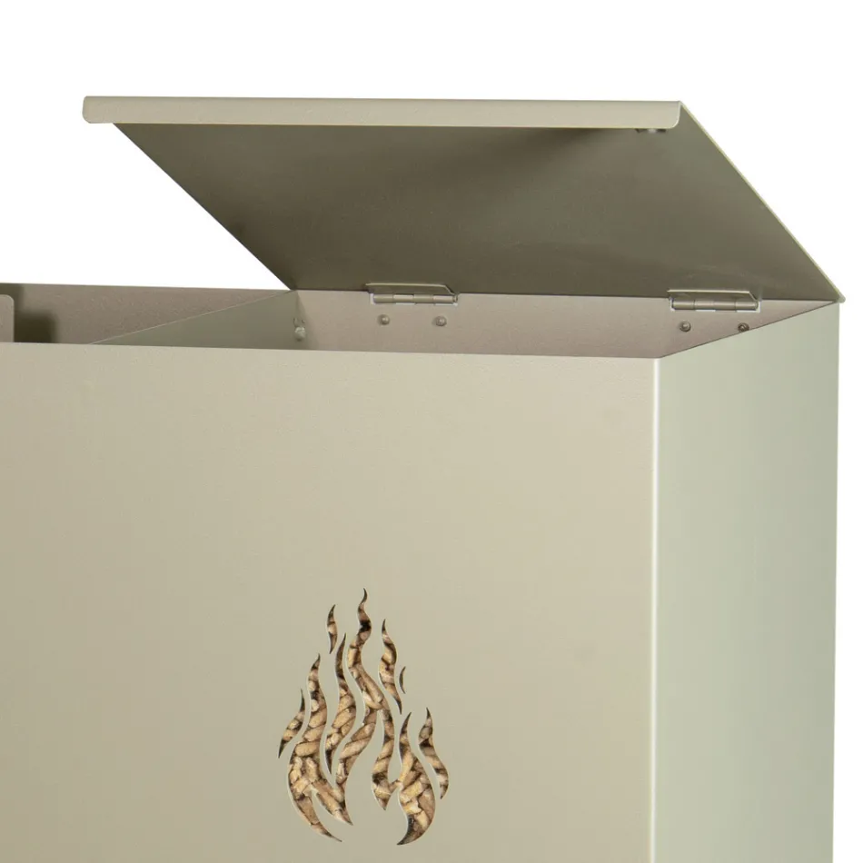 Rektangulär metallpelletshållare med 4 hjul Tillverkad i Italien - Aquila Viadurini