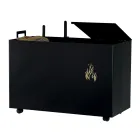 Rektangulär metallpelletshållare med 4 hjul Tillverkad i Italien - Aquila Viadurini