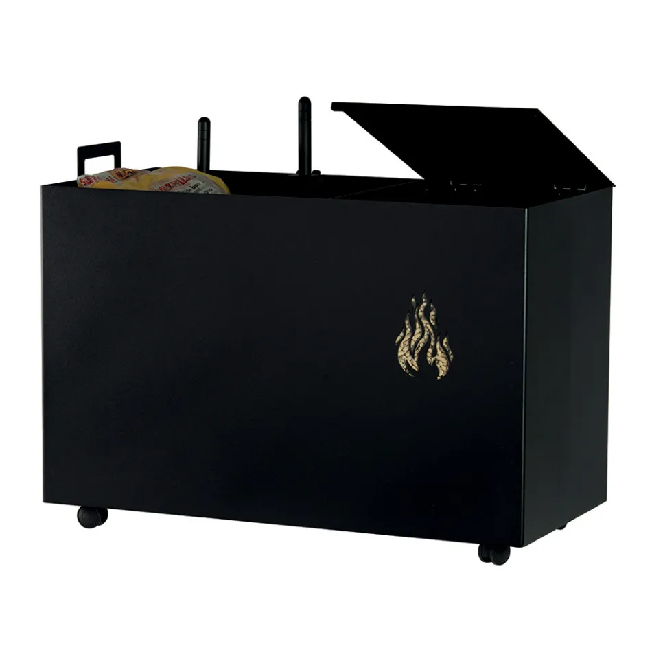 Rektangulär metallpelletshållare med 4 hjul Tillverkad i Italien - Aquila Viadurini