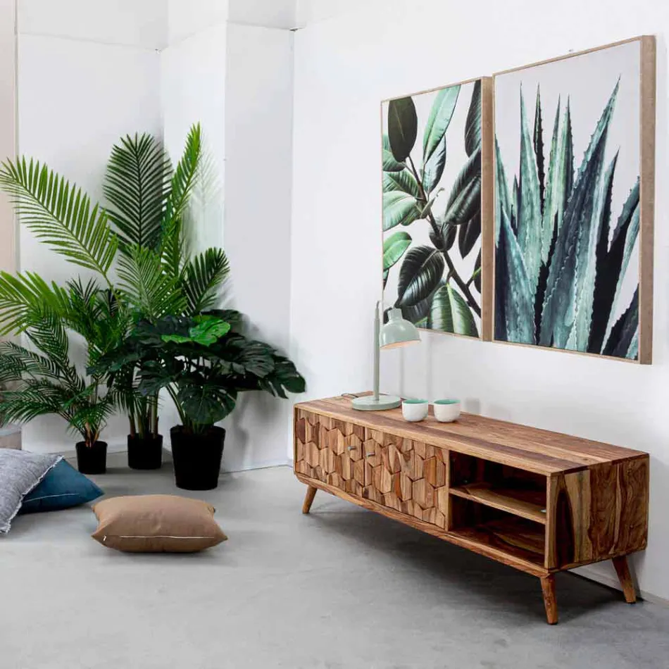 Tv-stativ i vintage design med Homemotion stålknoppar - Ventador Viadurini