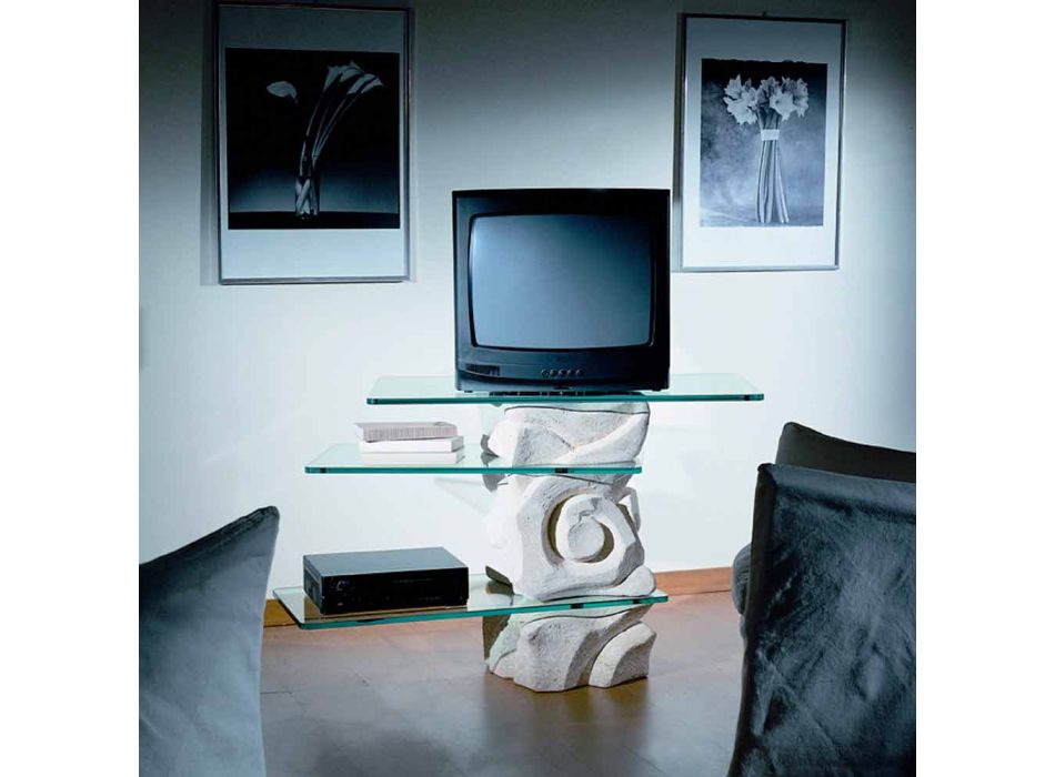 TV-stativ i sten och kristall med modern Agape-design Viadurini