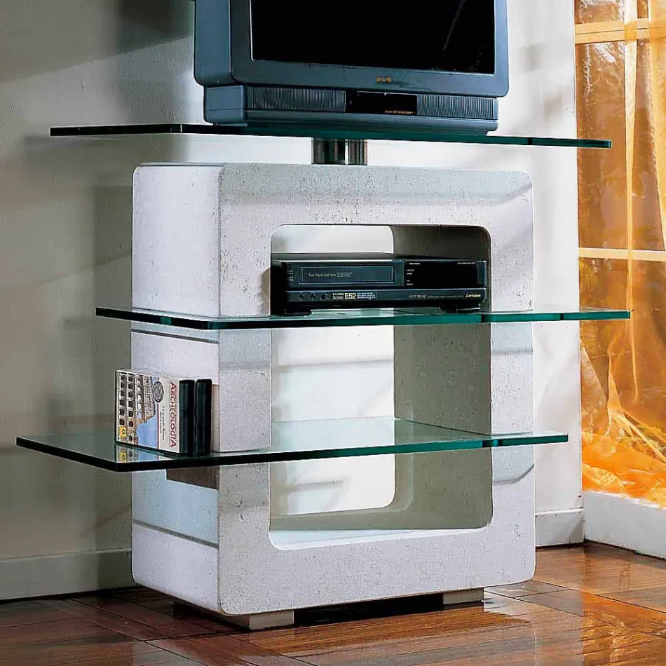 Modular TV-stativ i sten och kristall med modern design Agnes Viadurini