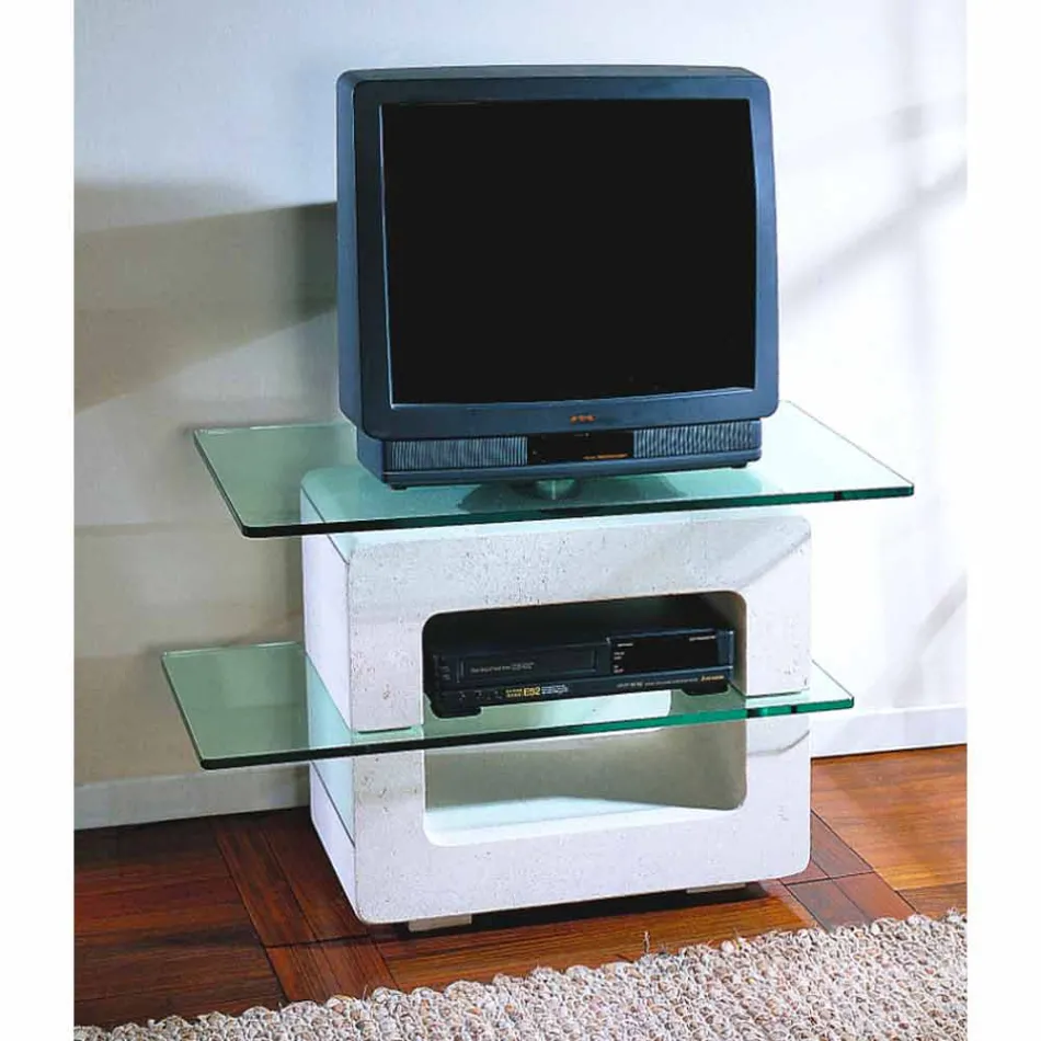 Modular sten och kristall-TV står i modern design av Eleni Viadurini