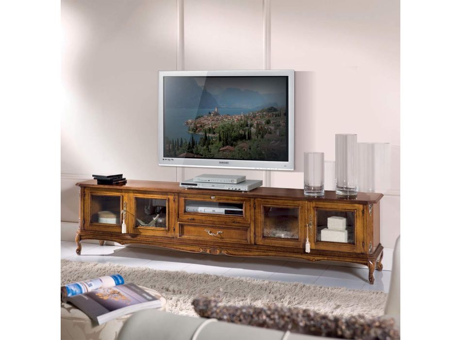 Klassisk stil TV-bänk med glasdörrar tillverkad i Italien - Richard Viadurini