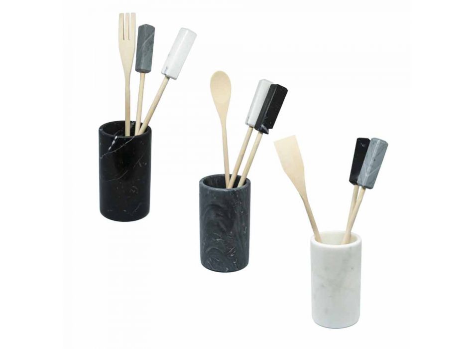 Köksverktygshållare i vitgrå eller svart marmor tillverkad i Italien - Tulvio Viadurini