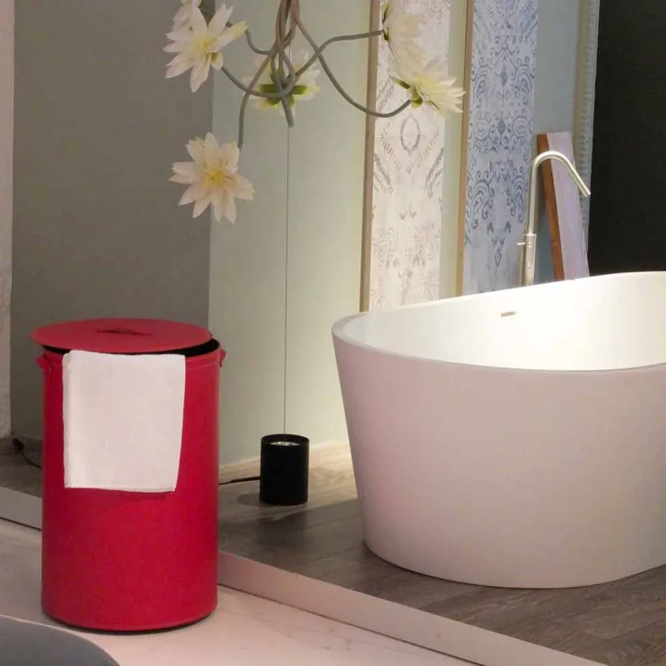 Cylindrisk tvättkorg i regenererad handgjord läder Roby Viadurini