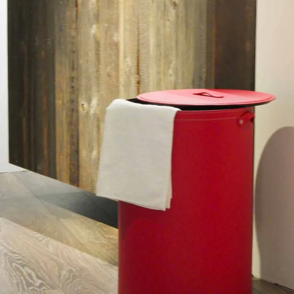 Cylindrisk tvättkorg i regenererad handgjord läder Roby Viadurini