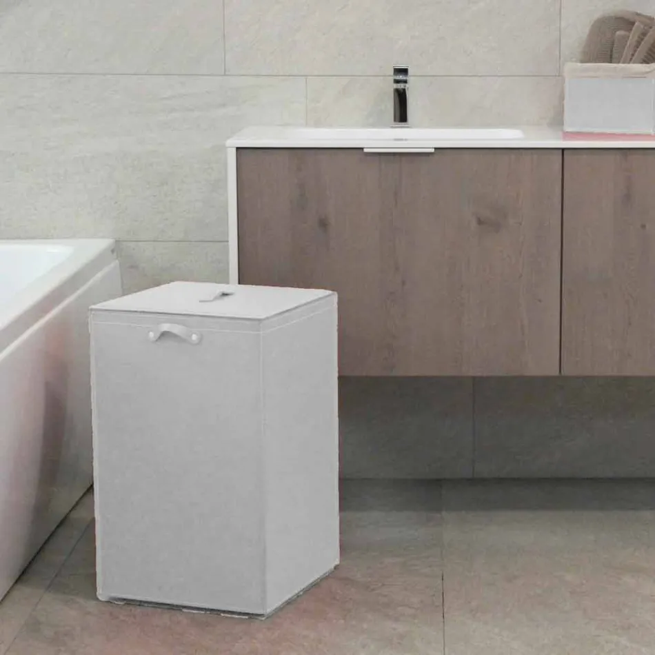 Tvättkorg på en kvadratisk bas Leather David, tillverkad i Italien Viadurini