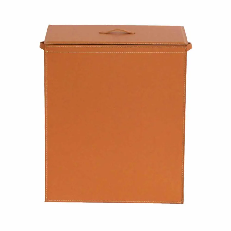 Tvättkorg i läder med en rektangulär bas konstruktion Peter Viadurini