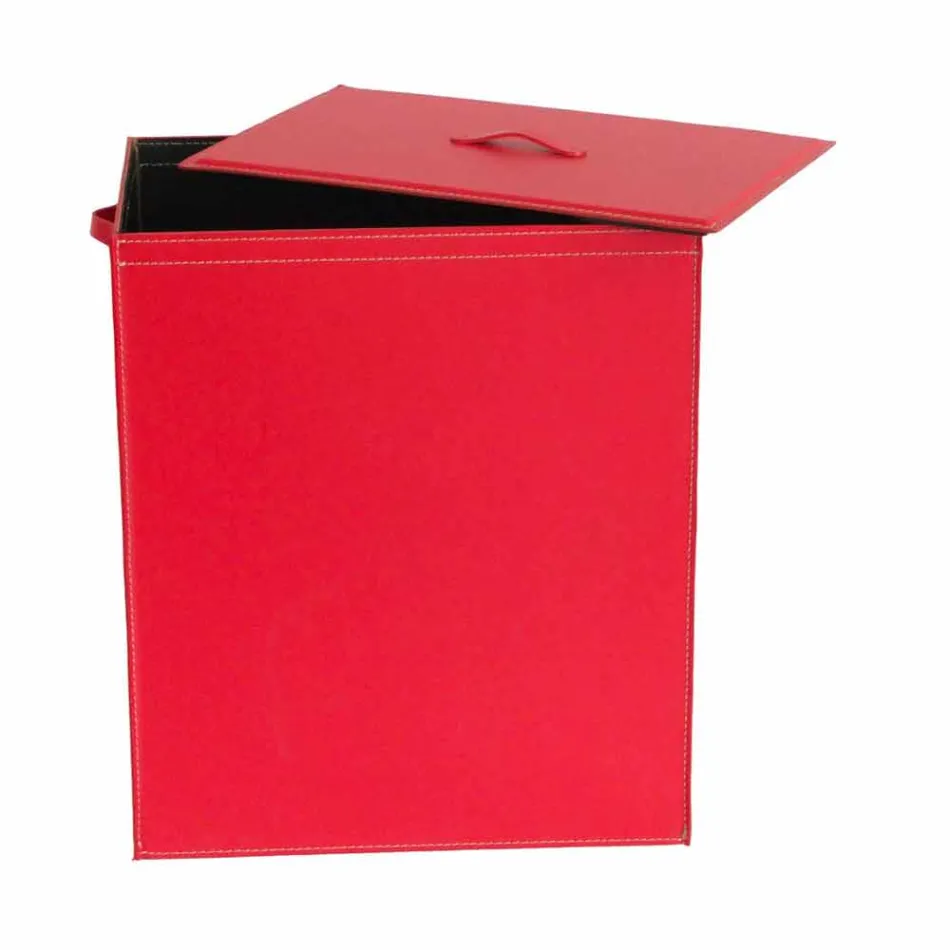 Tvättkorg i läder med en rektangulär bas konstruktion Peter Viadurini